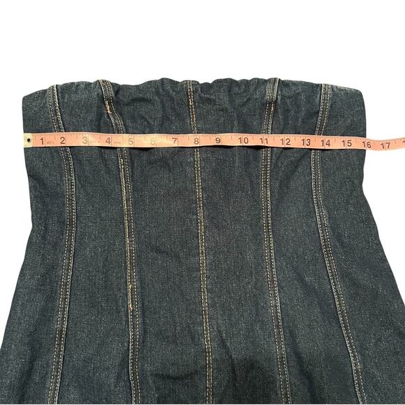 Forever 21 Denim Strapless Mini Dress Size Large - Picture 3 of 7
